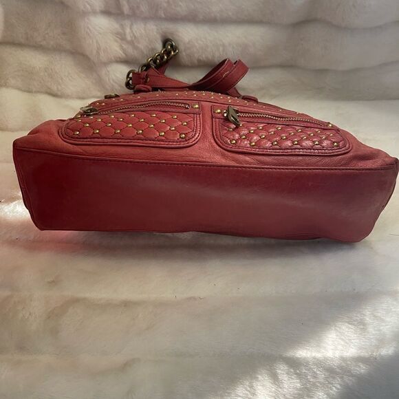 Badgley Mischka American Glamour soft leather  distressed red shoulder bag . - Picture 11 of 12